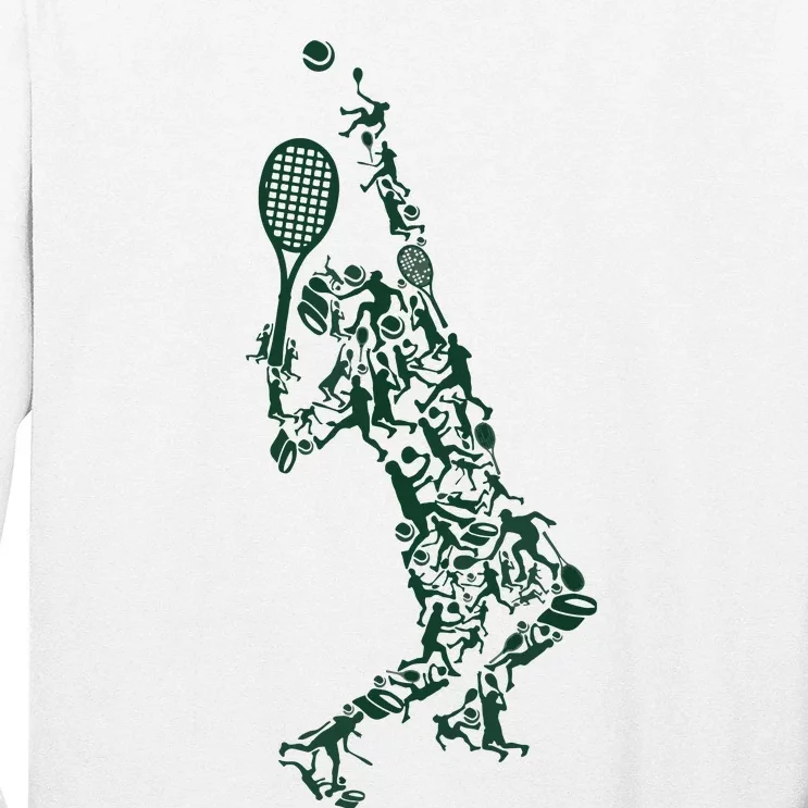 Tennis Player Positions Balls Racket In Drawing Long Sleeve Shirt