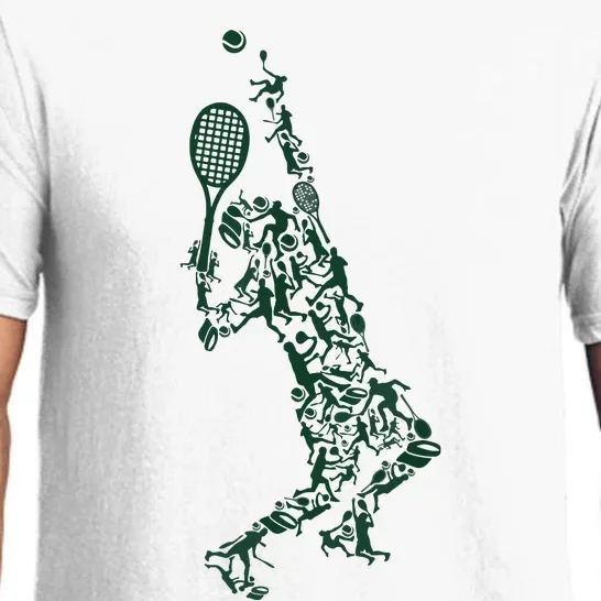 Tennis Player Positions Balls Racket In Drawing Pajama Set