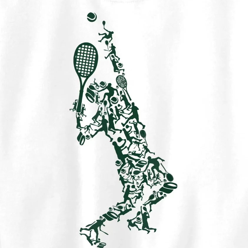 Tennis Player Positions Balls Racket In Drawing Kids Sweatshirt