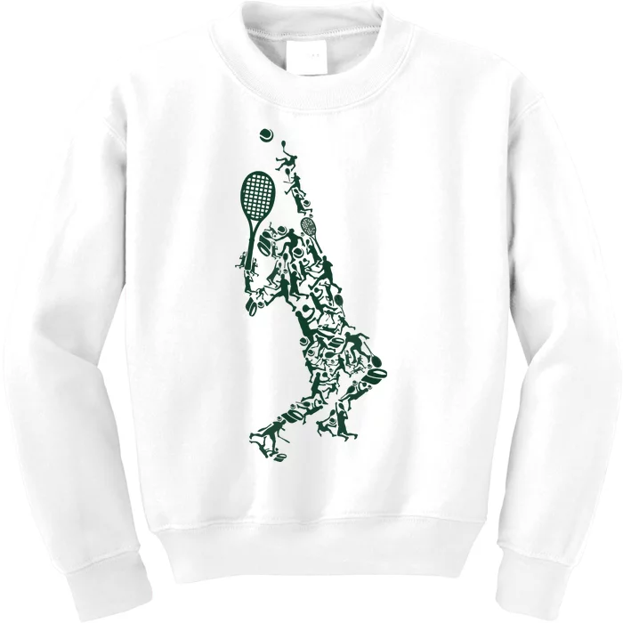 Tennis Player Positions Balls Racket In Drawing Kids Sweatshirt