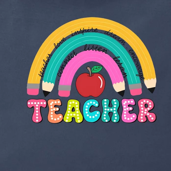 Teacher Pencil Rainbow Teacher Life Zip Tote Bag