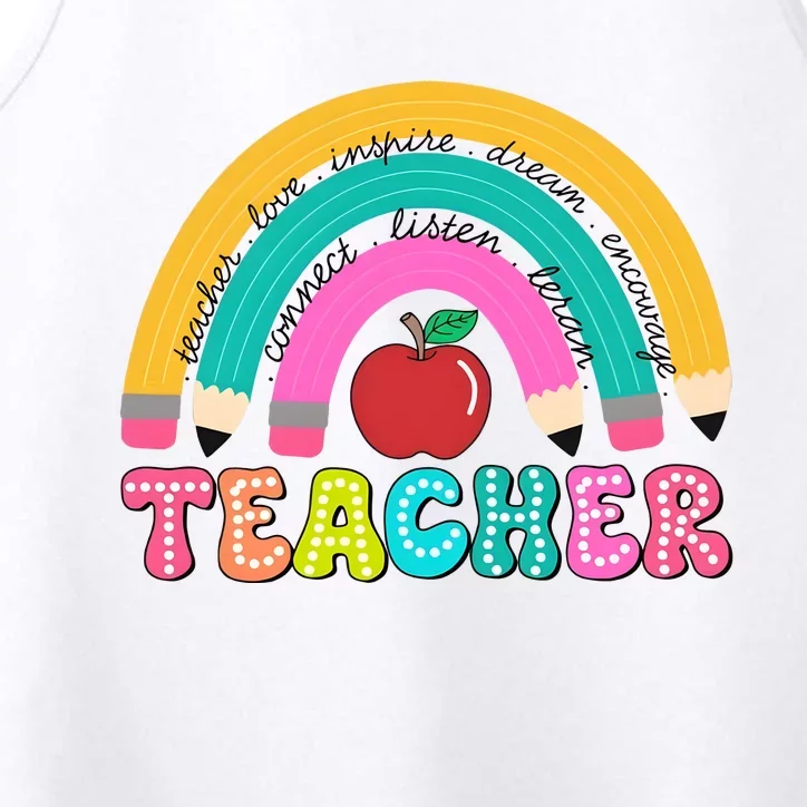 Teacher Pencil Rainbow Teacher Life Performance Tank