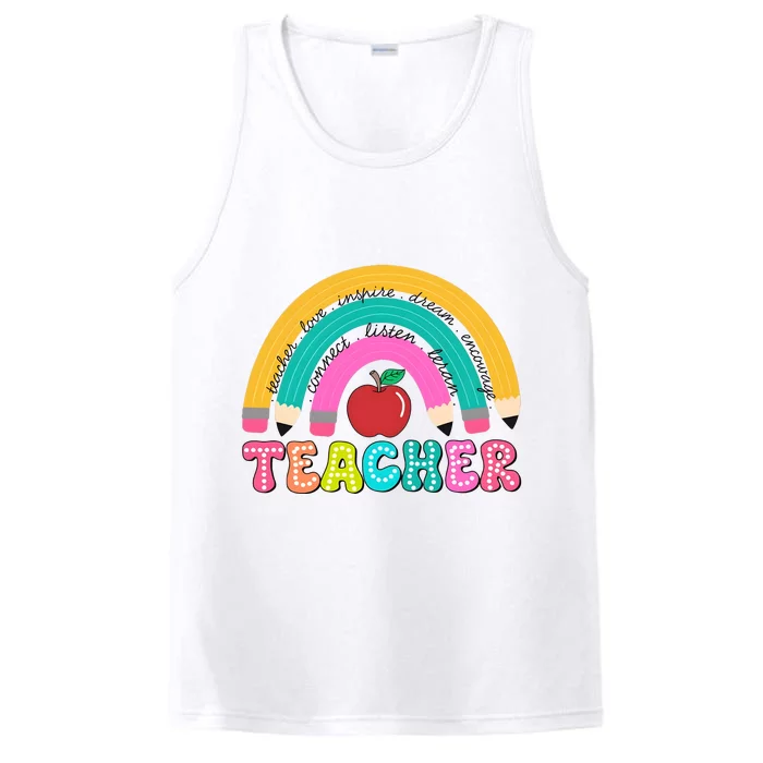 Teacher Pencil Rainbow Teacher Life Performance Tank