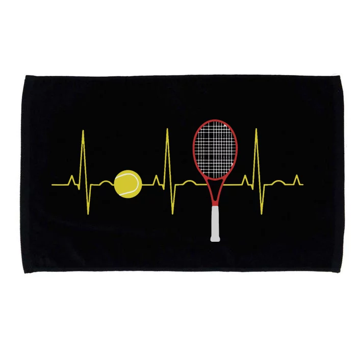 Tennis Player Retro Sport Racket & Tennis Ball Heartbeat Microfiber Hand Towel