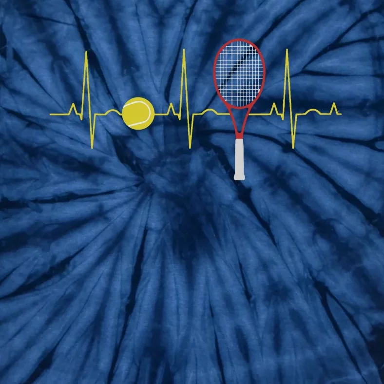 Tennis Player Retro Sport Racket & Tennis Ball Heartbeat Tie-Dye T-Shirt