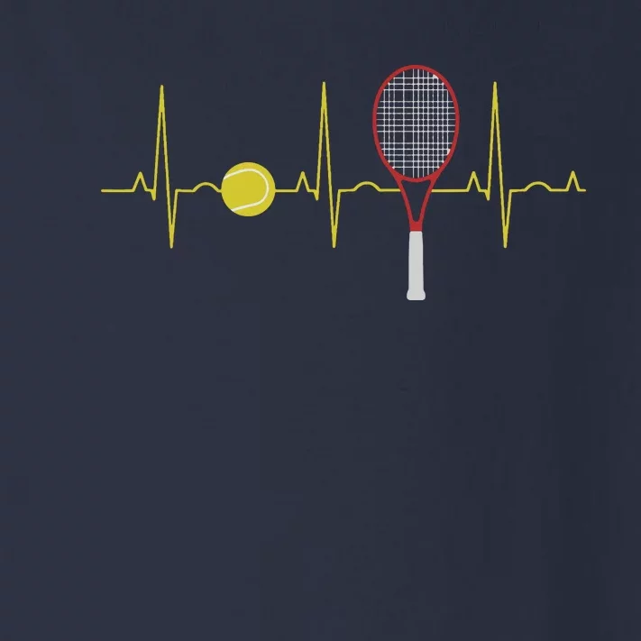 Tennis Player Retro Sport Racket & Tennis Ball Heartbeat Toddler Long Sleeve Shirt