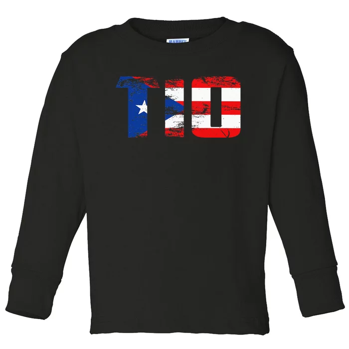 Tio Puerto Rico Flag Pride Fathers Day Puerto Rican Men Toddler Long Sleeve Shirt