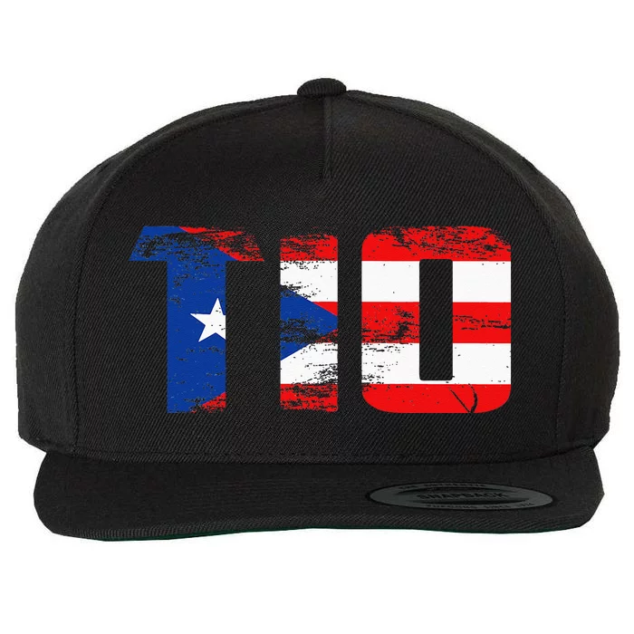 Tio Puerto Rico Flag Pride Fathers Day Puerto Rican Men Wool Snapback Cap