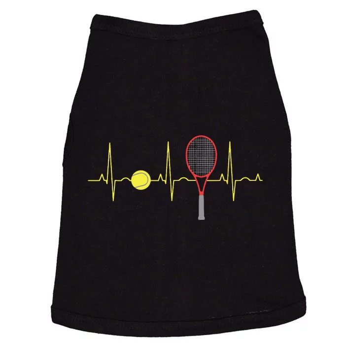 Tennis Player Retro Sport Racket Tennis Ball Heartbeat Doggie Tank