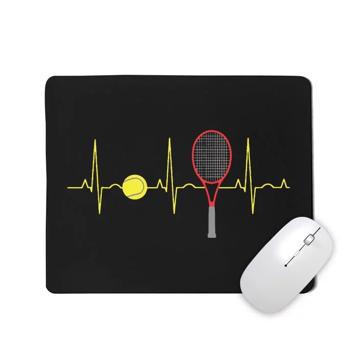 Tennis Player Retro Sport Racket Tennis Ball Heartbeat Mousepad