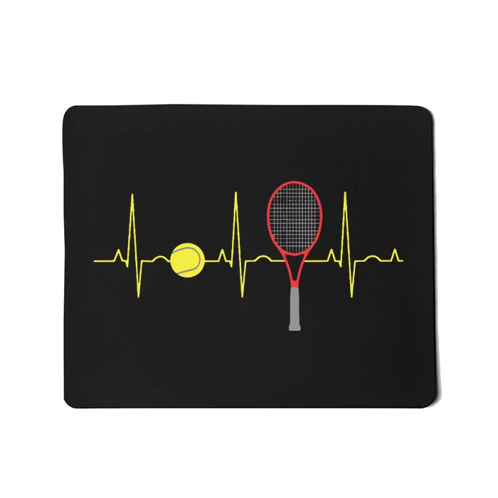 Tennis Player Retro Sport Racket Tennis Ball Heartbeat Mousepad