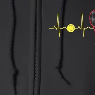 Tennis Player Retro Sport Racket Tennis Ball Heartbeat Full Zip Hoodie