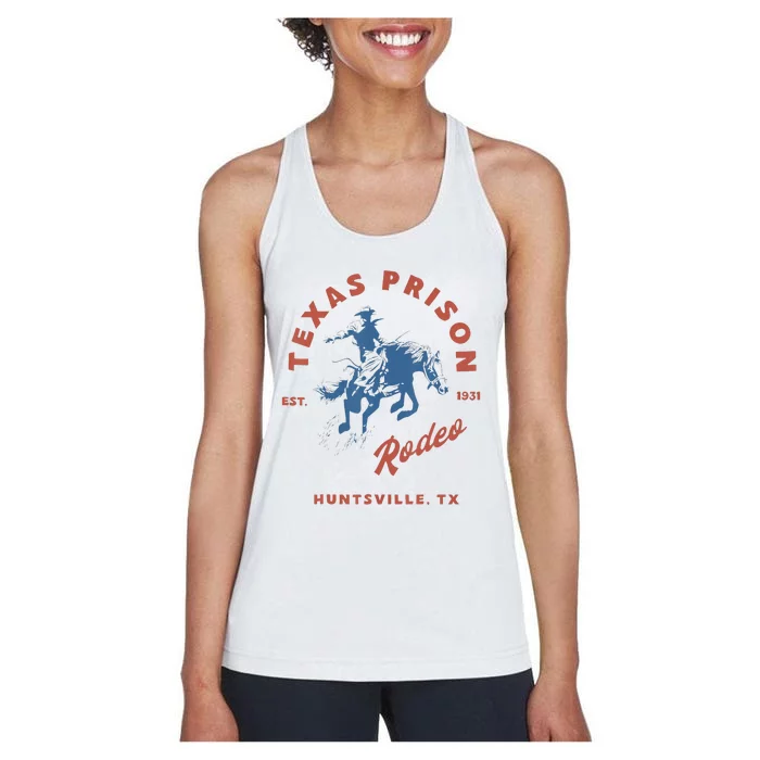 Texas Prison Rodeo Cowboy Western Women's Racerback Tank