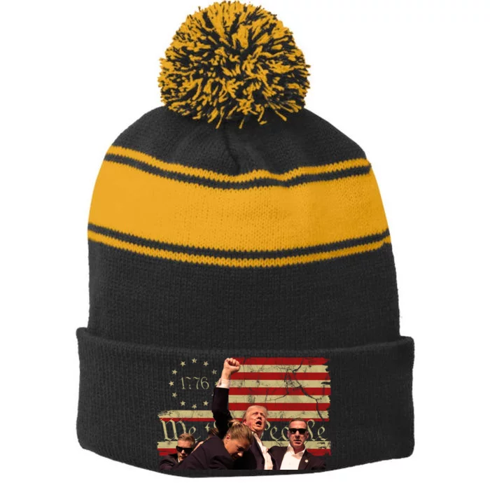 Trump Pa Rally Pennsylvania 2024 Vintage Political Stripe Pom Pom Beanie