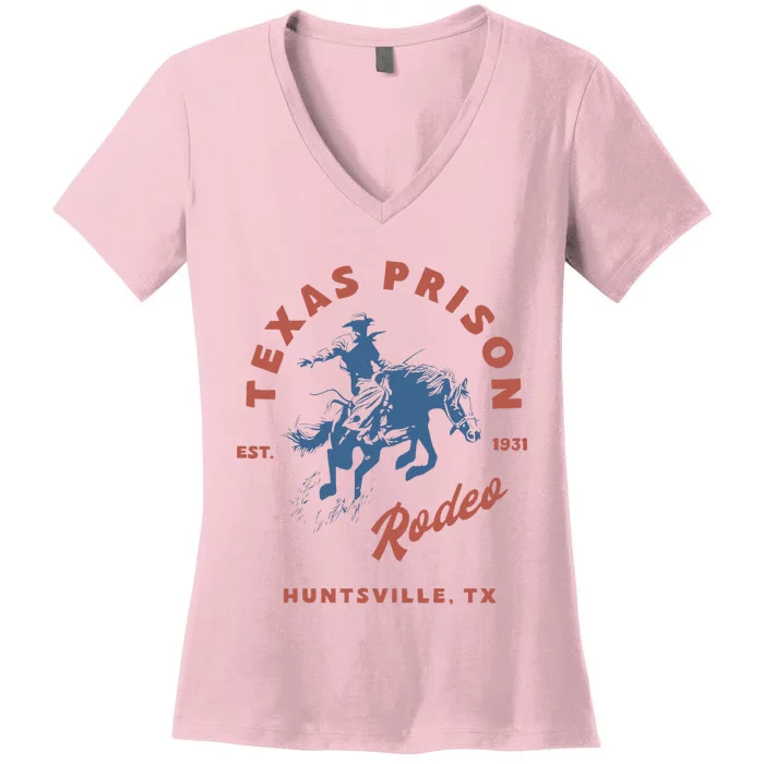 Texas Prison Rodeo Cowboy Western Women's V-Neck T-Shirt