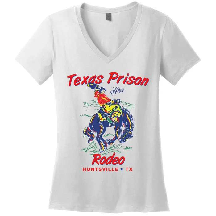 Texas Prison Rodeo  Western Cowboy Women's V-Neck T-Shirt