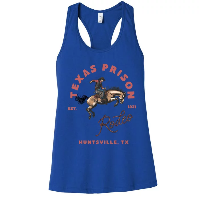 Texas Prison Rodeo Cowboy Western Women's Racerback Tank