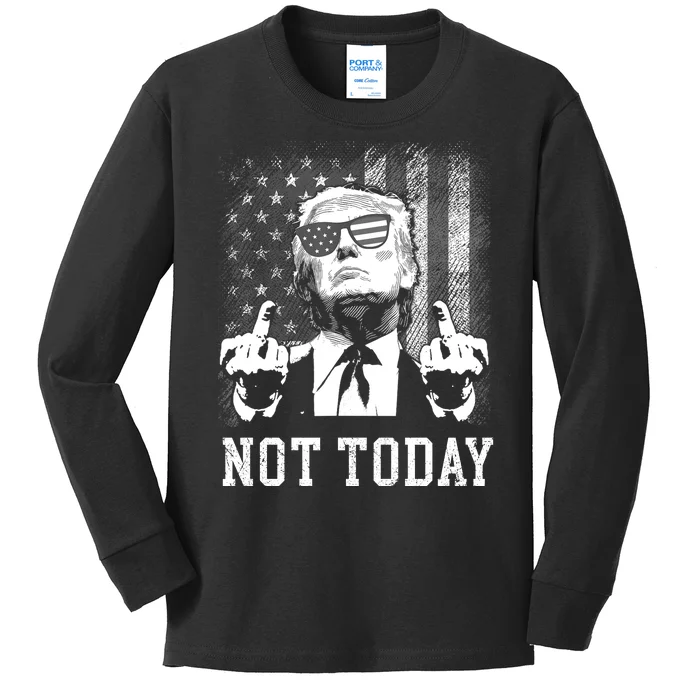 Trump Pennsylvania Rally Shooting Not Today Kids Long Sleeve Shirt