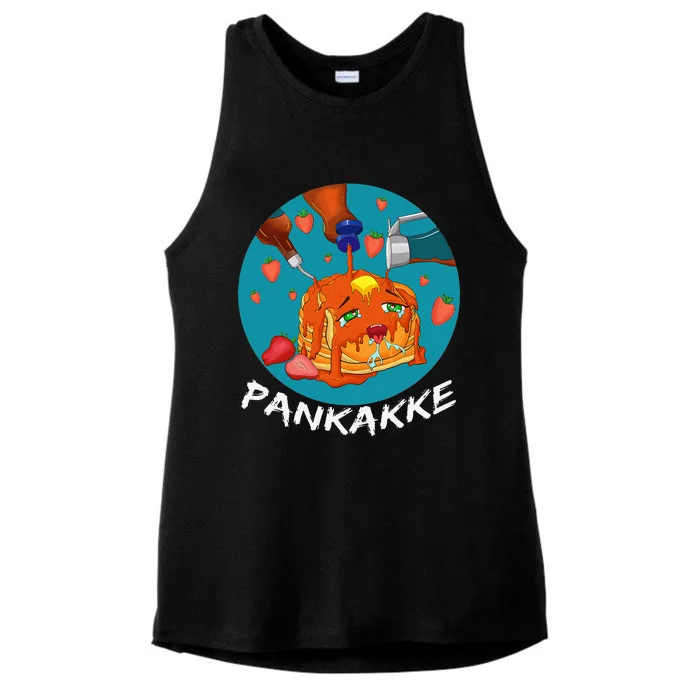 This Pancake REALLY Loves Syrup! Funny Anime Food Pun Ladies Tri-Blend Wicking Tank