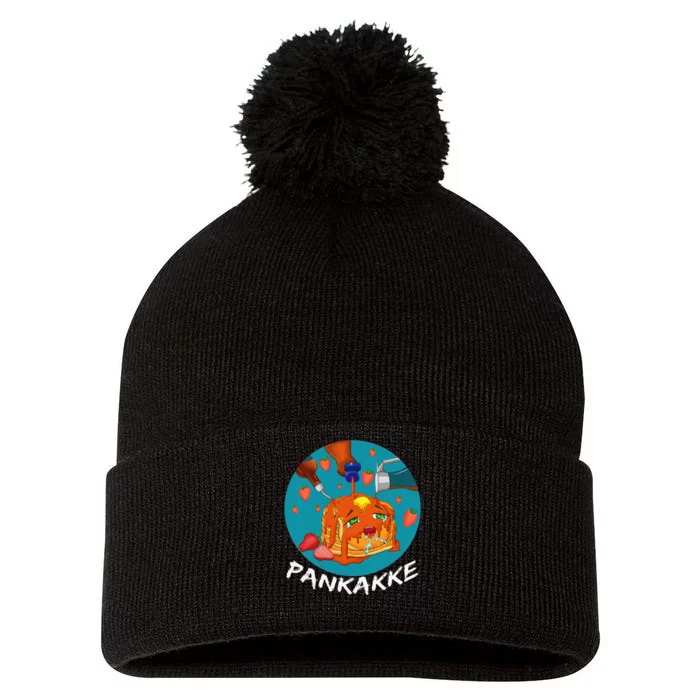 This Pancake REALLY Loves Syrup! Funny Anime Food Pun Pom Pom 12in Knit Beanie