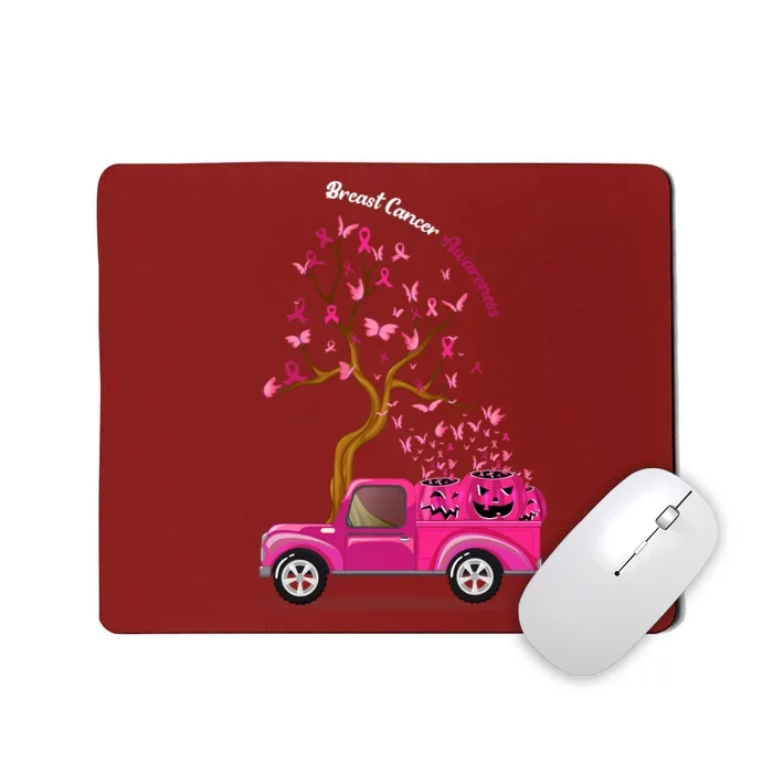 Truck Pumpkins Ribbon Breast Cancer Awareness Mousepad