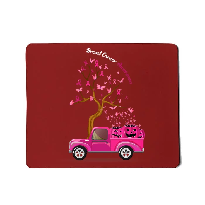 Truck Pumpkins Ribbon Breast Cancer Awareness Mousepad