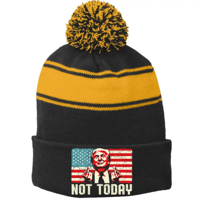 Trump Pennsylvania Rally Shooting Not Today Stripe Pom Pom Beanie