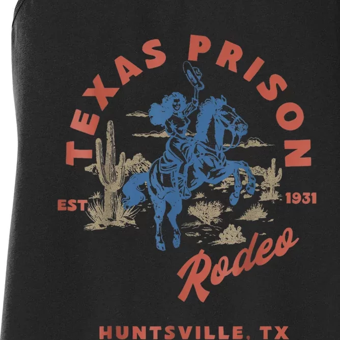 Texas Prison Rodeo Cowboy Western Women's Racerback Tank