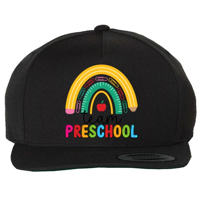 Team Preschool Rainbow First Day Of Preschool Teacher Gift Wool Snapback Cap