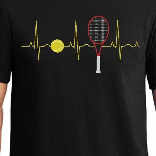 Tennis Player Retro Sport Racket & Tennis Ball Heartbeat Pajama Set