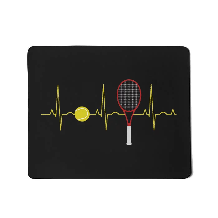 Tennis Player Retro Sport Racket & Tennis Ball Heartbeat Mousepad