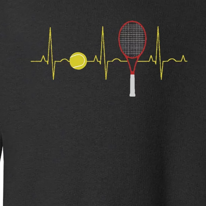 Tennis Player Retro Sport Racket & Tennis Ball Heartbeat Toddler Sweatshirt