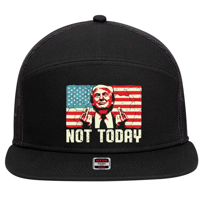 Trump Pennsylvania Rally Shooting Not Today 7 Panel Mesh Trucker Snapback Hat