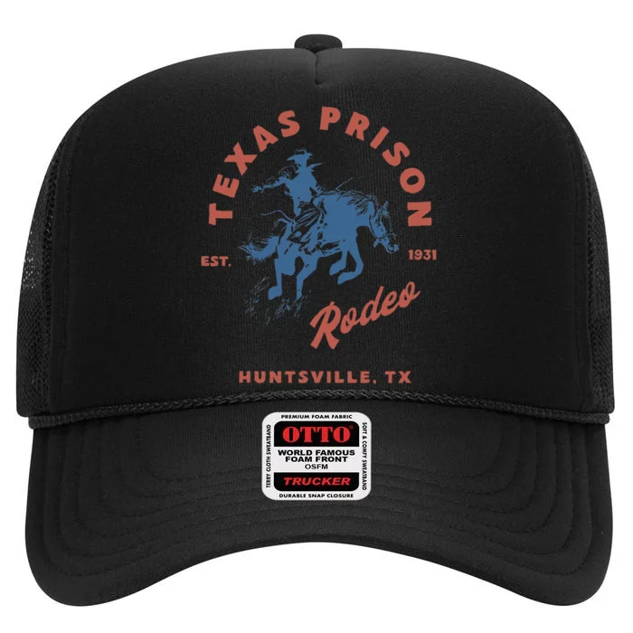 Texas Prison Rodeo Cowboy Western Gift High Crown Mesh Trucker Hat