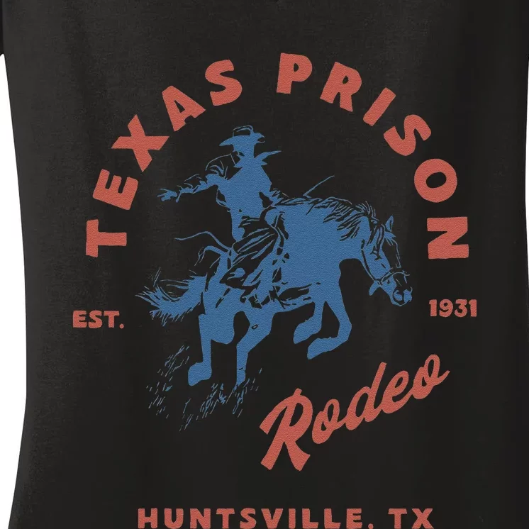 Texas Prison Rodeo Cowboy Western Gift Women's V-Neck T-Shirt