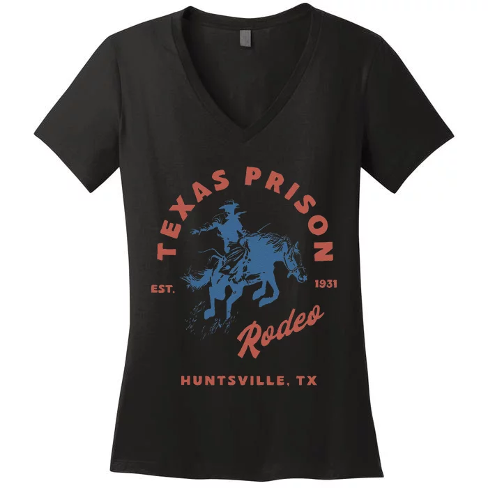 Texas Prison Rodeo Cowboy Western Gift Women's V-Neck T-Shirt