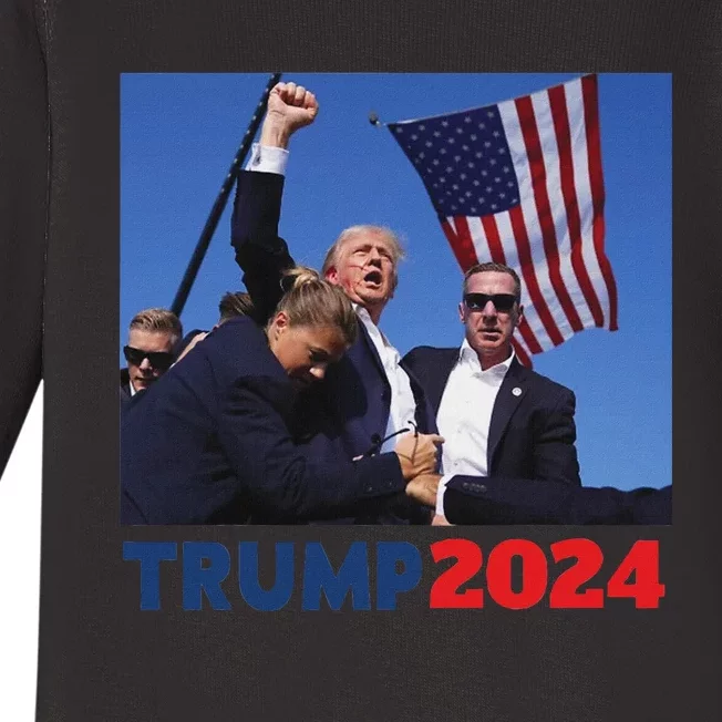 Trump Pa Rally 2024 Bold Election Design Baby Long Sleeve Bodysuit