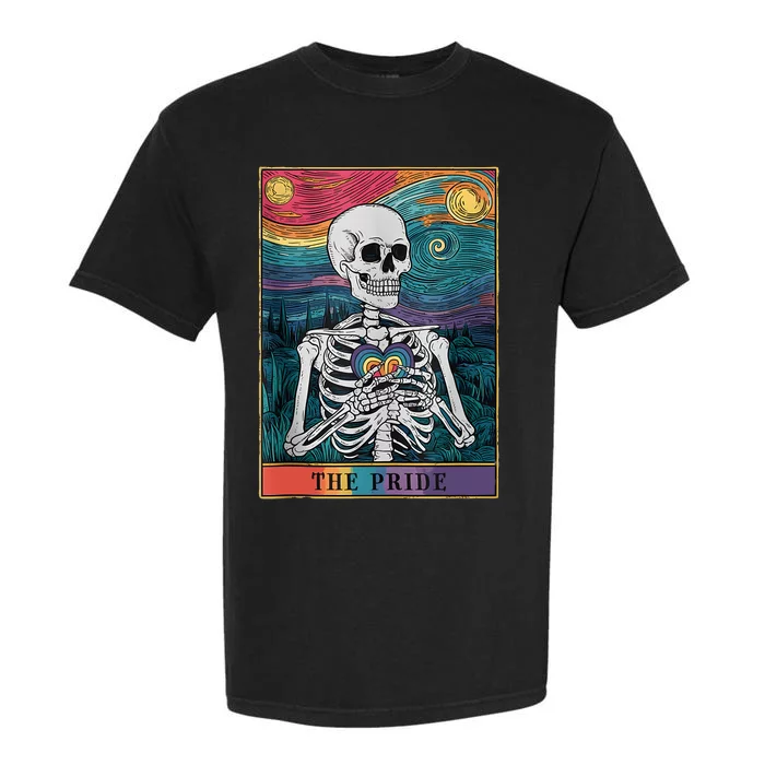 The Pride Retro Hearts Skeletons Lgbtq Month 70s Tarot Card Garment-Dyed Heavyweight T-Shirt