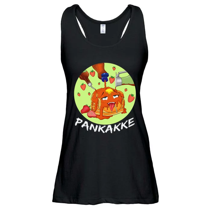 This pancake REALLY loves syrup! Funny anime food pun Ladies Essential Flowy Tank