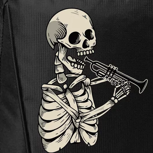 Trumpet Player Retro Skull Skeleton Trumpeter Musician City Backpack