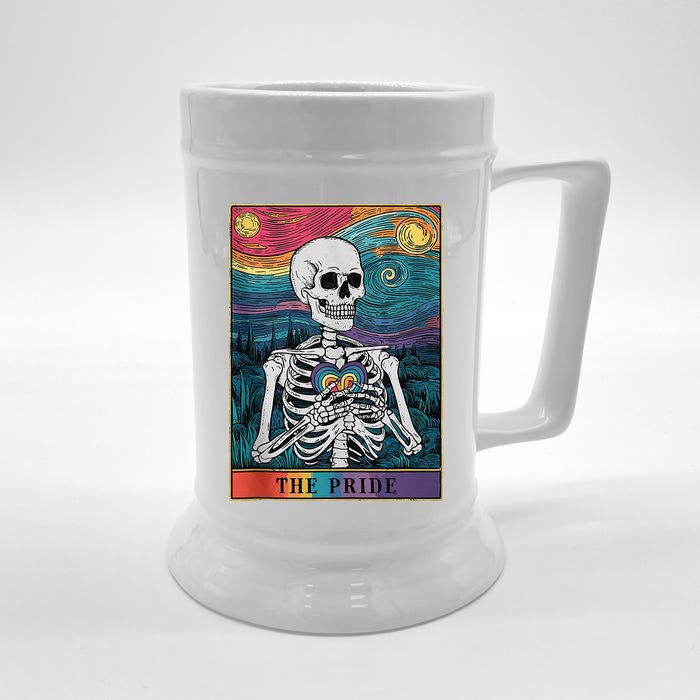 The Pride Retro Hearts Skeletons Lgbtq Month 70s Front & Back Beer Stein