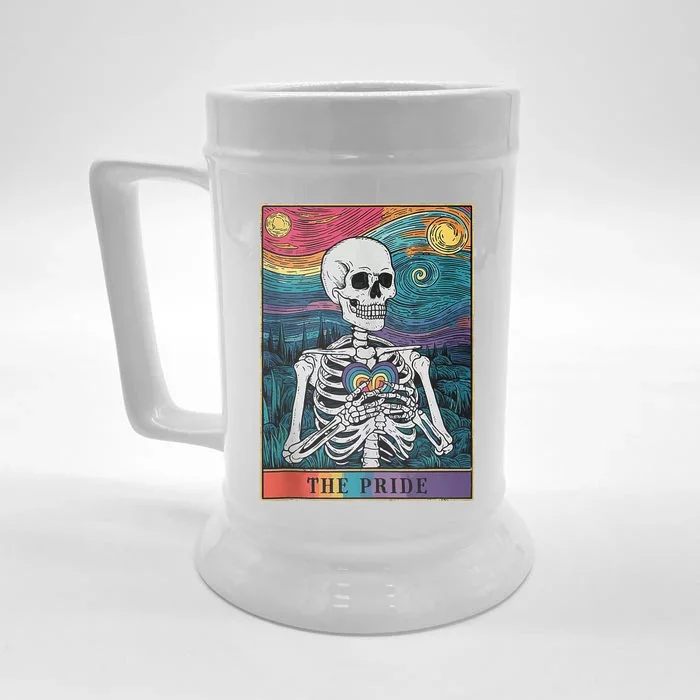 The Pride Retro Hearts Skeletons Lgbtq Month 70s Front & Back Beer Stein