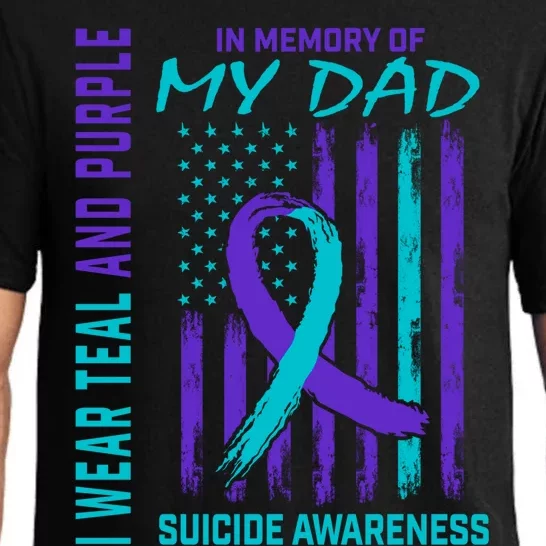 Teal Purple Ribbon In Memory Of Dad Suicide Awareness Flag Cool Gift Pajama Set