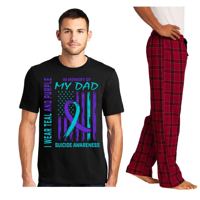 Teal Purple Ribbon In Memory Of Dad Suicide Awareness Flag Cool Gift Pajama Set