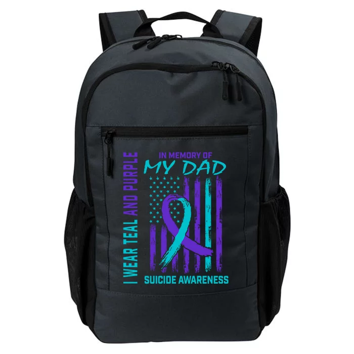 Teal Purple Ribbon In Memory Of Dad Suicide Awareness Flag Cool Gift Daily Commute Backpack