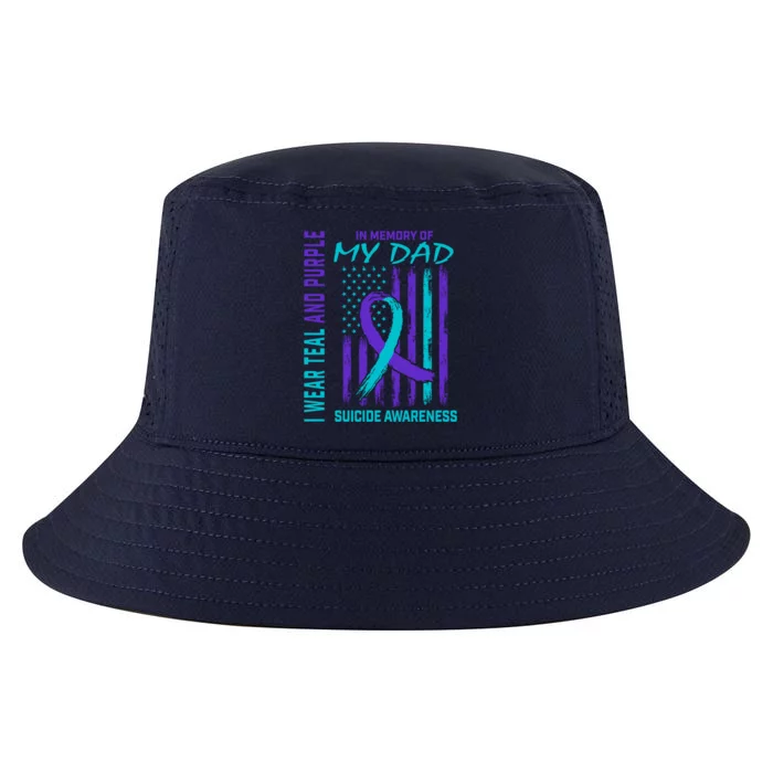 Teal Purple Ribbon In Memory Of Dad Suicide Awareness Flag Cool Gift Cool Comfort Performance Bucket Hat