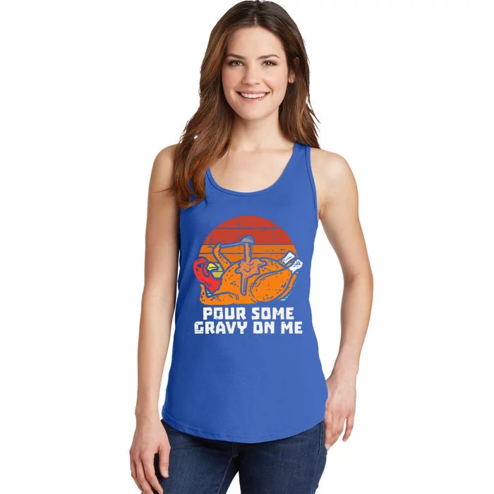 Turkey Pour Some Gravy On Me Funny Thanksgiving Ladies Essential Tank