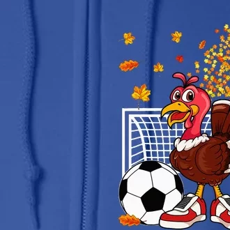 Turkey Playing Soccer Thanksgiving Player Coach Fall Lover Full Zip Hoodie