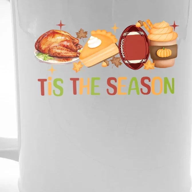 Thanksgiving Pumpkin Spice Tis The Season Football Turkey Meaningful Gift Front & Back Beer Stein