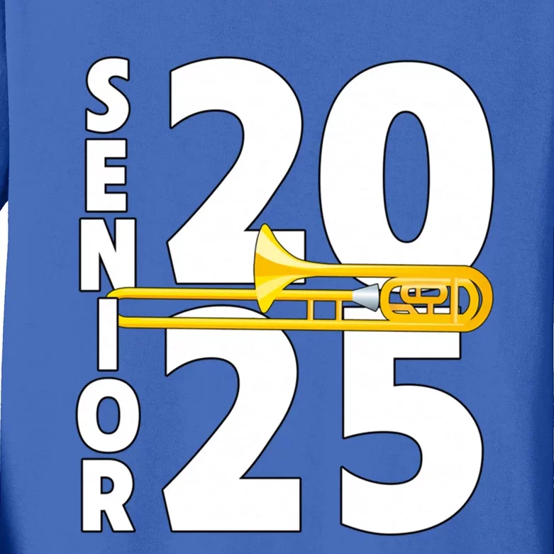 Trombone Player Senior Class Of 2025 Marching Band Student Great Gift Kids Long Sleeve Shirt